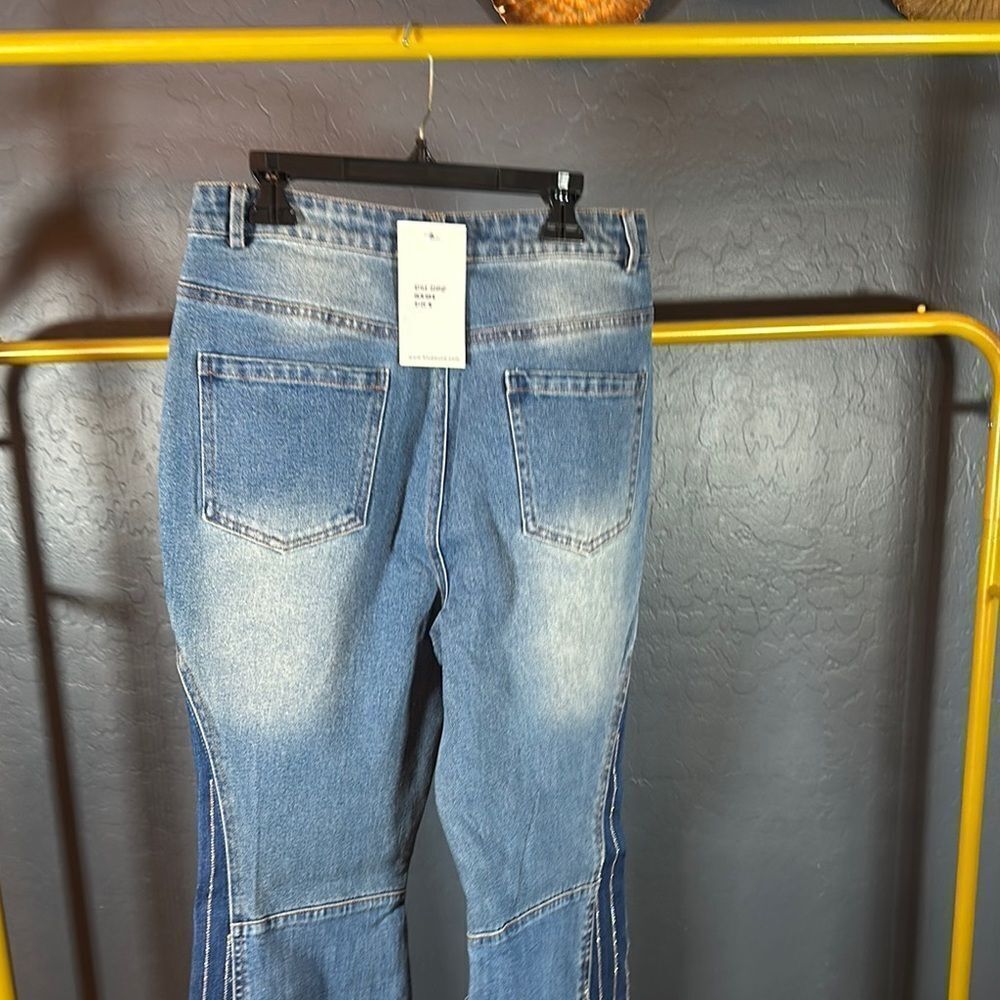 NWT Blue B Flare Wide Leg Jeans with High Waist and Distressed‎ Details - Picture 5 of 10